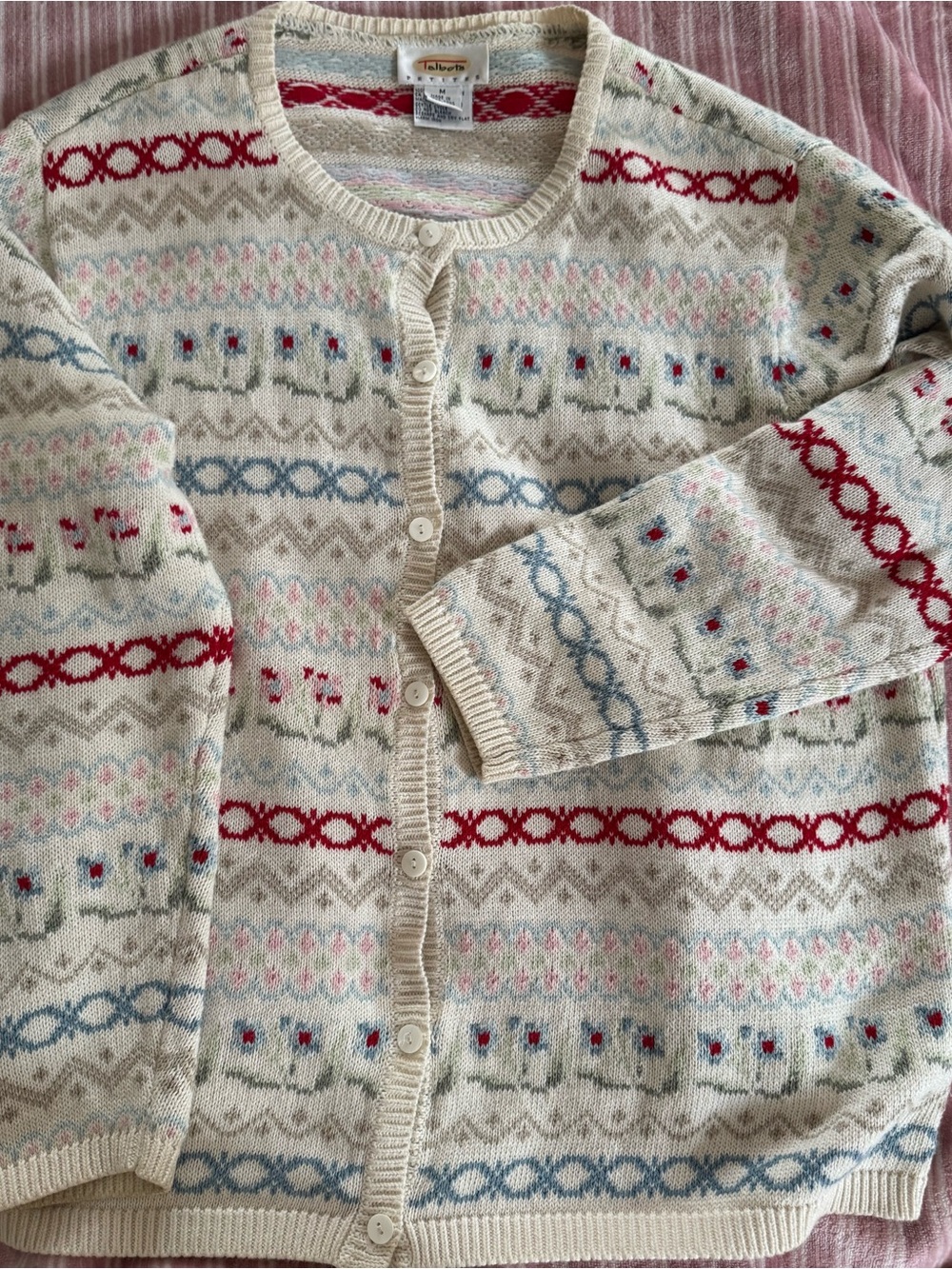 Talbots 💯 cottonButton-Front Women's petite Sweater Cardigan - Picture 6 of 8